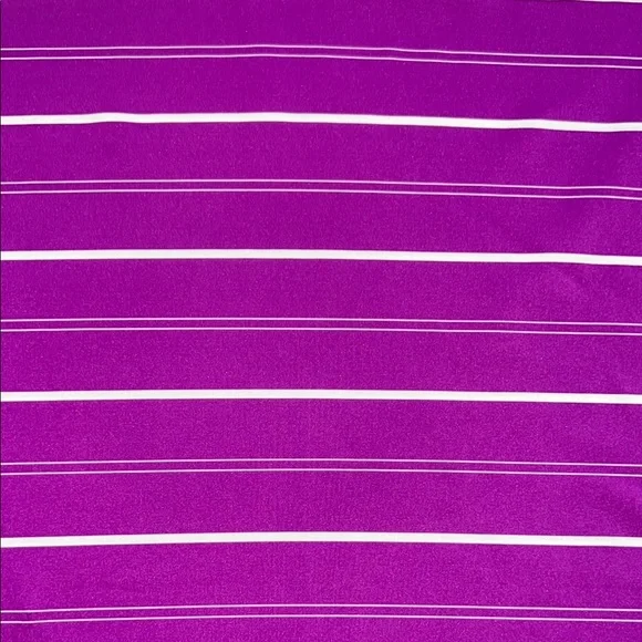 Footjoy Bright Violet Golf Striped Polo Short Sleeve 3 Button Collar Size M - Picture 4 of 5